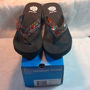 JellyPop NWB Fancy Sequin Multi Color Memory Foam Flip Flop Sandals 7M $…